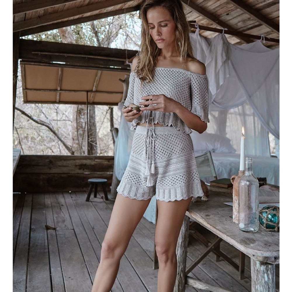 Spell Knit Shorts in Light Gray